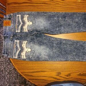 Classic Blue Denim Jeans with Embroidered Pockets